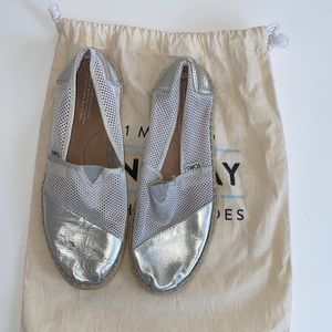 Tom’s Silver Alpargata shoes with mesh detail